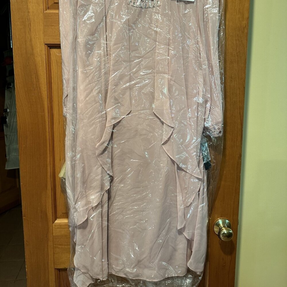 SALE NWT SLNY 9470367 Chiffon Wedding Guest Dress Faded Rose Size 14W - Picture 7 of 7
